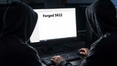 hackers sit at computer forging sr22 generated with Z-Image